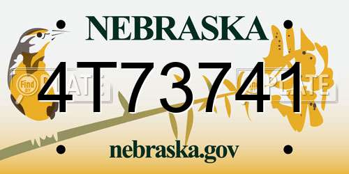 4T73741 Nebraska License Plate