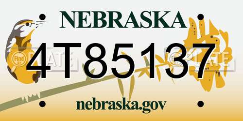 4T85137 Nebraska License Plate