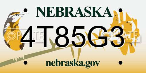 4T85G3 Nebraska License Plate