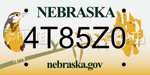 4T85Z0 Nebraska License Plate