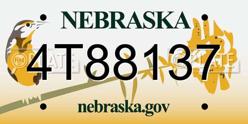 4T88137 Nebraska License Plate
