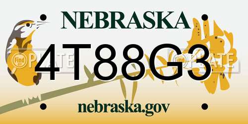 4T88G3 Nebraska License Plate