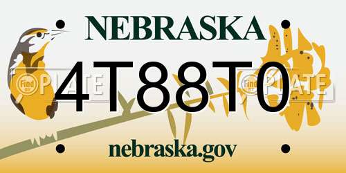 4T88T0 Nebraska License Plate