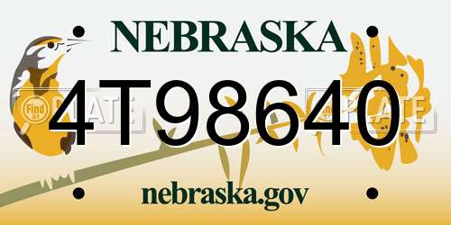 4T98640 Nebraska License Plate