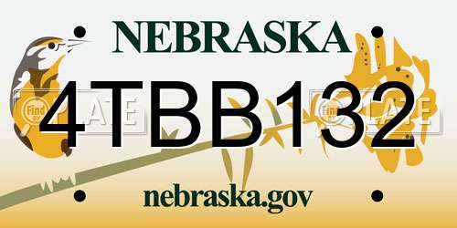 4TBB132 Nebraska License Plate