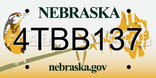 4TBB137 Nebraska License Plate