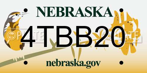 4TBB20 Nebraska License Plate