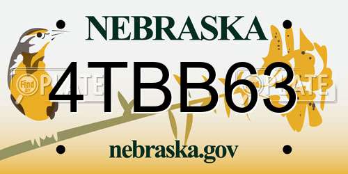 4TBB63 Nebraska License Plate