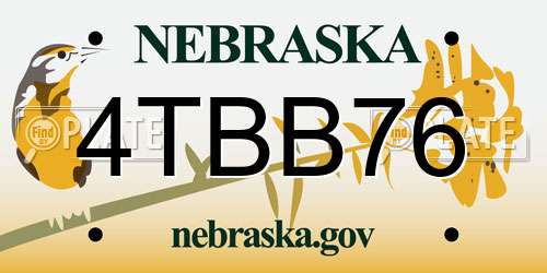 4TBB76 Nebraska License Plate