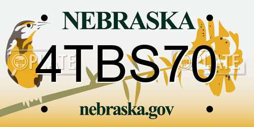 4TBS70 Nebraska License Plate
