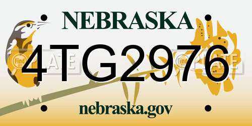 4TG2976 Nebraska License Plate