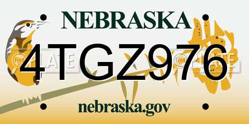 4TGZ976 Nebraska License Plate