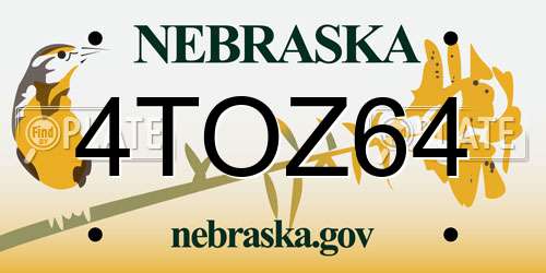 4TOZ64 Nebraska License Plate