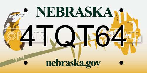 4TQT64 Nebraska License Plate