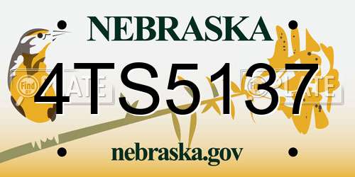 4TS5137 Nebraska License Plate