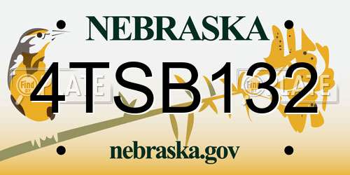 4TSB132 Nebraska License Plate