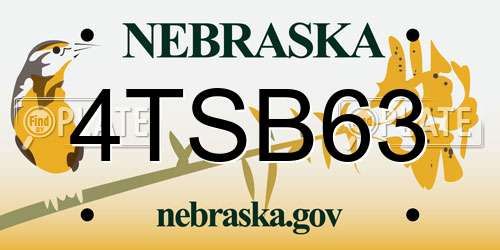 4TSB63 Nebraska License Plate