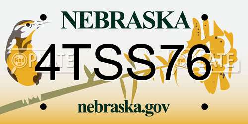 4TSS76 Nebraska License Plate