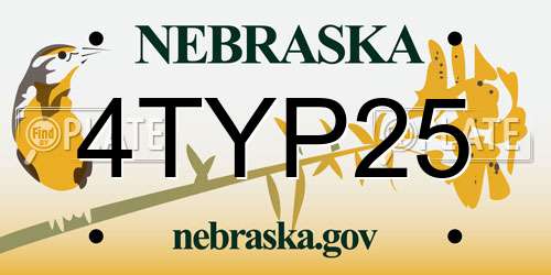 4TYP25 Nebraska License Plate