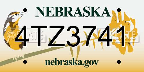 4TZ3741 Nebraska License Plate