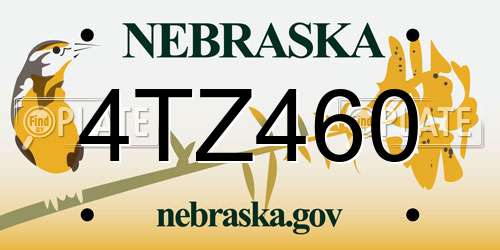 4TZ460 Nebraska License Plate