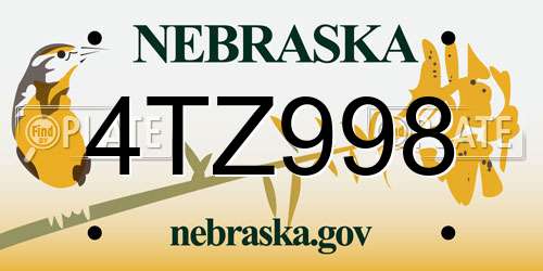 4TZ998 Nebraska License Plate