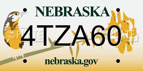 4TZA60 Nebraska License Plate