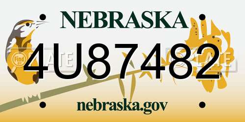 4U87482 Nebraska License Plate