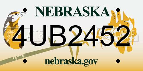4UB2452 Nebraska License Plate