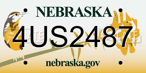 4US2487 Nebraska License Plate