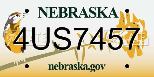 4US7457 Nebraska License Plate