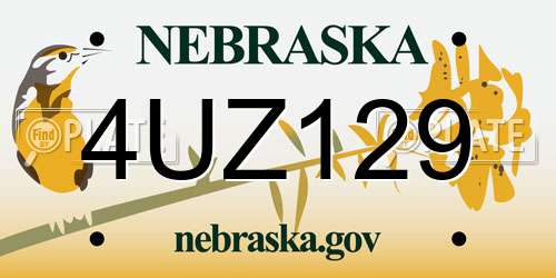 4UZ129 Nebraska License Plate