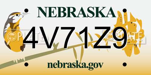 4V71Z9 Nebraska License Plate
