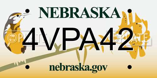 4VPA42 Nebraska License Plate