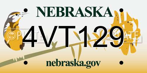 4VT129 Nebraska License Plate