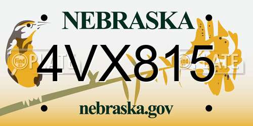 4VX815 Nebraska License Plate