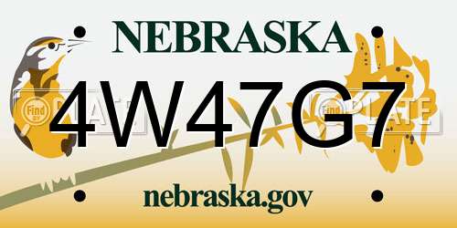 4W47G7 Nebraska License Plate