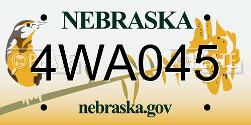 4WA045 Nebraska License Plate