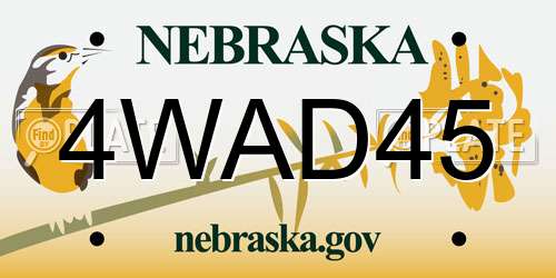 4WAD45 Nebraska License Plate