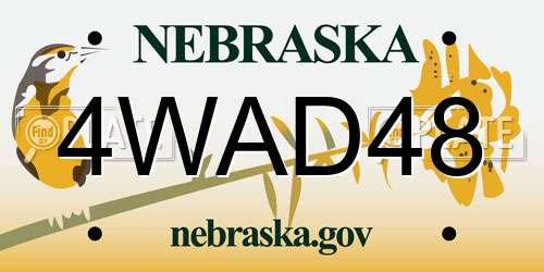 4WAD48 Nebraska License Plate