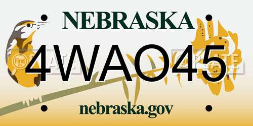4WAO45 Nebraska License Plate