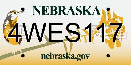 4WES117 Nebraska License Plate