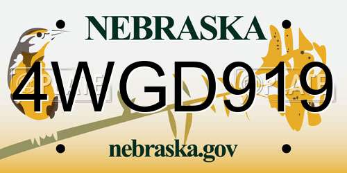 4WGD919 Nebraska License Plate