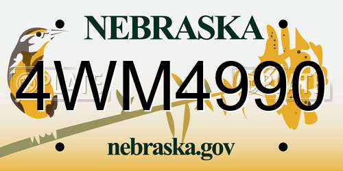 4WM4990 Nebraska License Plate
