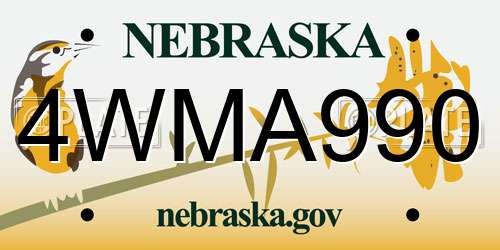 4WMA990 Nebraska License Plate