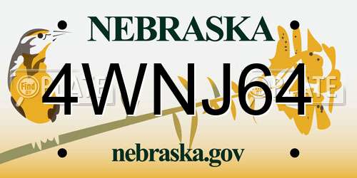 4WNJ64 Nebraska License Plate
