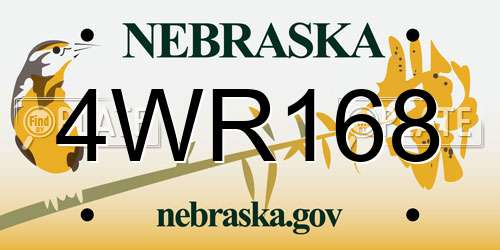 4WR168 Nebraska License Plate