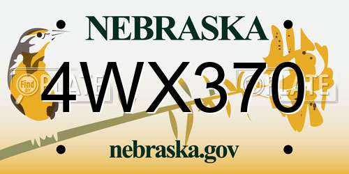 4WX370 Nebraska License Plate