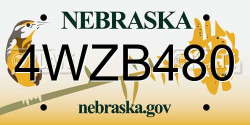 4WZB480 Nebraska License Plate