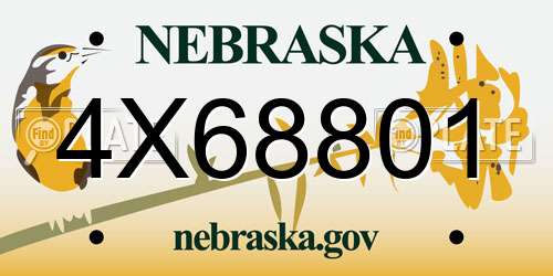 4X68801 Nebraska License Plate